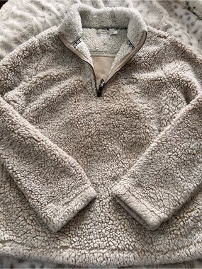 Women’s Cream Sherpa Quarter-Zip Pullover Sweater